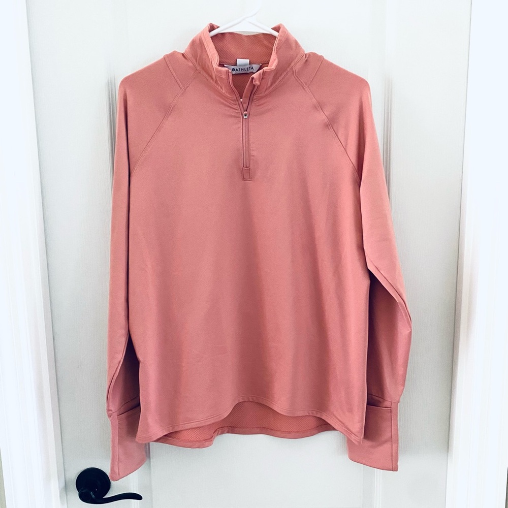 Athleta Whistler Half Zip Pullover Pink Athleisure Sweatshirt Top M